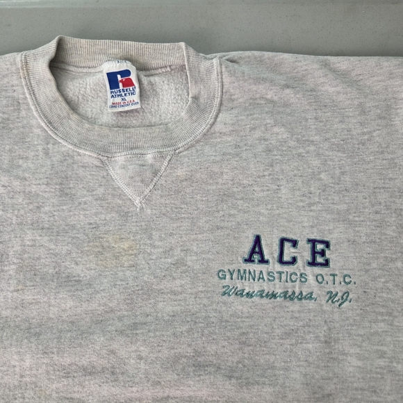 Vintage 90s Russell Gray Graphic Streetwear Boxy Crewneck Sweatshirt XL - Picture 4 of 11